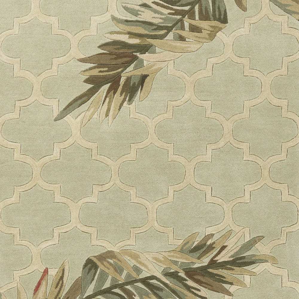 4' X 6' Sage Green Hand Tufted Tropical Quatrefoil Indoor Area Rug - Homeroots - Flyclothing LLC