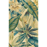 3' X 5' Ivory Or Teal Tropical Leaves Wool Indoor Area Rug - Homeroots - Flyclothing LLC