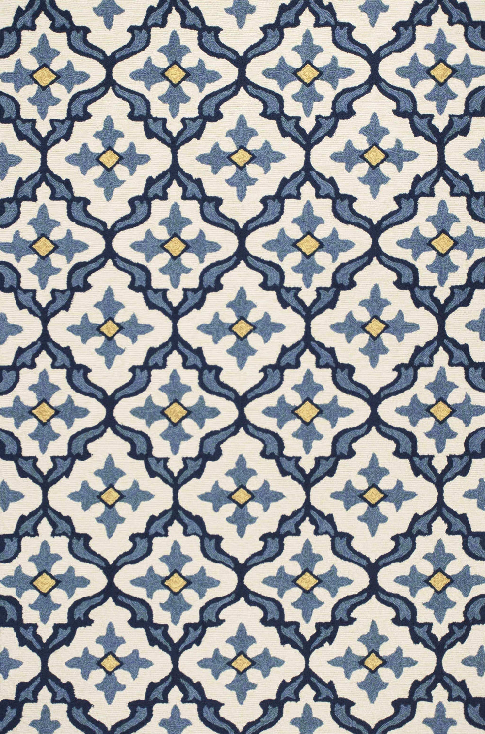 5' X 7' Ivory Or Blue Geometric Mosaic Indoor Outdoor Area Rug - Homeroots - Flyclothing LLC
