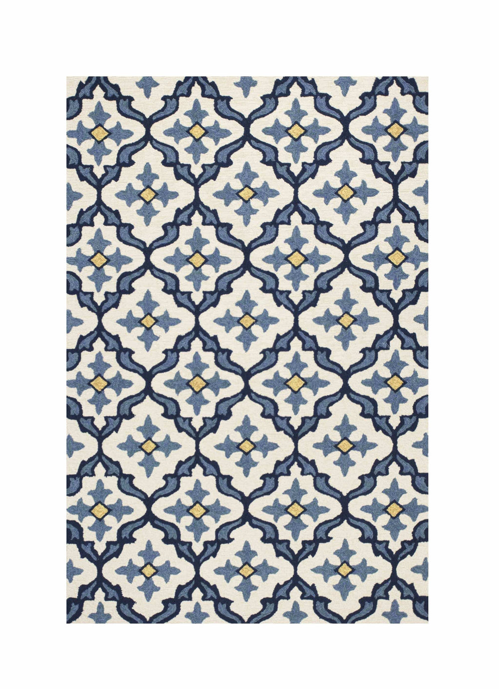 5' X 7' Ivory Or Blue Geometric Mosaic Indoor Outdoor Area Rug - Homeroots - Flyclothing LLC