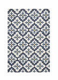 5' X 7' Ivory Or Blue Geometric Mosaic Indoor Outdoor Area Rug - Homeroots - Flyclothing LLC