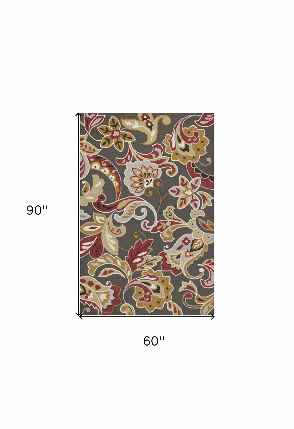 5' X 8' Taupe Floral Handmade Indoor Outdoor Area Rug - Homeroots - Flyclothing LLC
