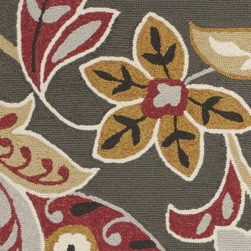 5' X 8' Taupe Floral Handmade Indoor Outdoor Area Rug - Homeroots - Flyclothing LLC