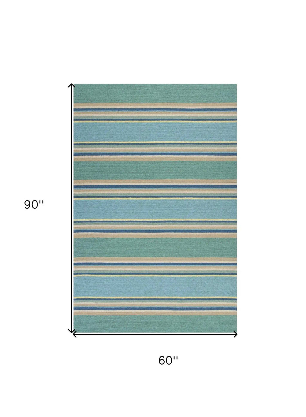 5' X 8' Blue Striped Handmade Indoor Outdoor Area Rug - Homeroots - Flyclothing LLC