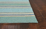5' X 8' Blue Striped Handmade Indoor Outdoor Area Rug - Homeroots - Flyclothing LLC