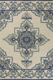 5' X 8' Ivory and Blue Damask Handmade Indoor Outdoor Area Rug - Homeroots - Flyclothing LLC