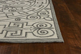 5' X 8' Gray and Ivory Damask Handmade Indoor Outdoor Area Rug - Homeroots - Flyclothing LLC