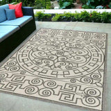 5' X 8' Gray and Ivory Damask Handmade Indoor Outdoor Area Rug - Homeroots - Flyclothing LLC
