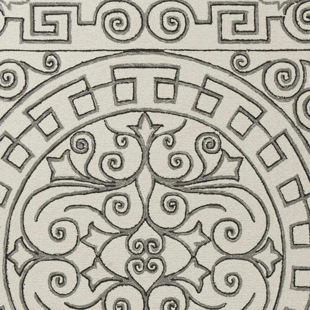 5' X 8' Gray and Ivory Damask Handmade Indoor Outdoor Area Rug - Homeroots - Flyclothing LLC