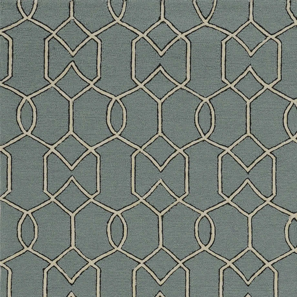 5' X 7' Green and Ivory Geometric Hand Hooked Area Rug - Homeroots - Flyclothing LLC