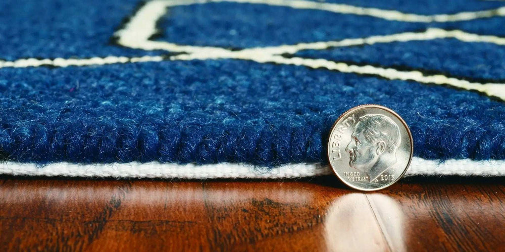 5' X 7' Navy Blue Geometric Hand Hooked Area Rug - Homeroots - Flyclothing LLC