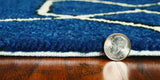 5' X 7' Navy Blue Geometric Hand Hooked Area Rug - Homeroots - Flyclothing LLC