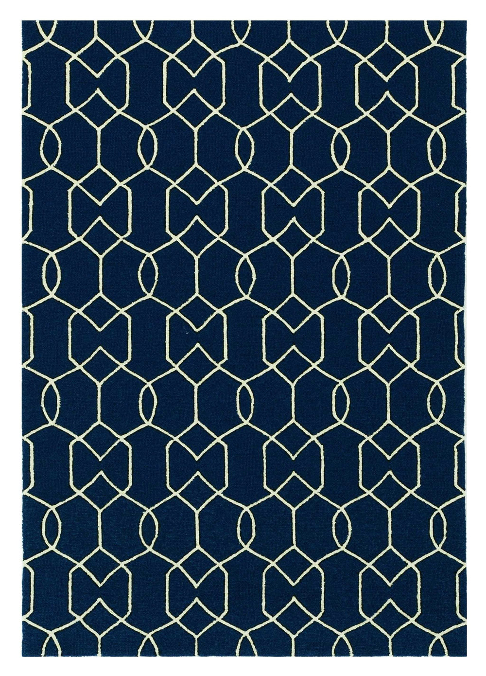 5' X 7' Navy Blue Geometric Hand Hooked Area Rug - Homeroots - Flyclothing LLC