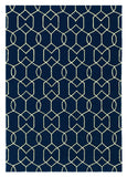 5' X 7' Navy Blue Geometric Hand Hooked Area Rug - Homeroots - Flyclothing LLC