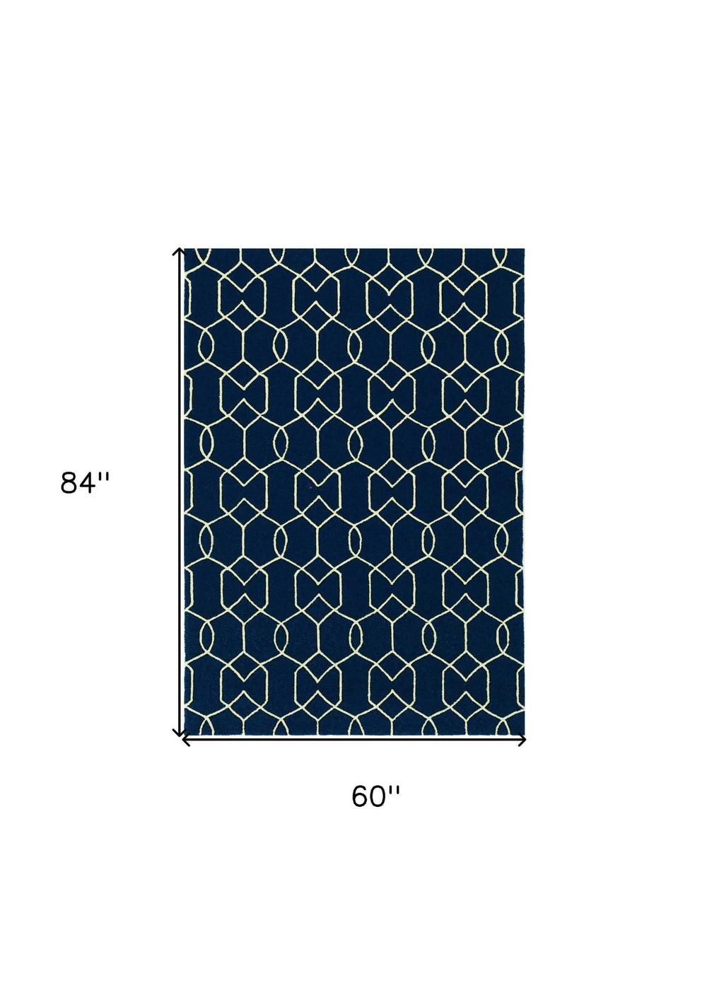 5' X 7' Navy Blue Geometric Hand Hooked Area Rug - Homeroots - Flyclothing LLC