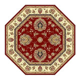 7' Red and Ivory Floral Octagon Rug - Homeroots - Flyclothing LLC