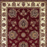 7' Red and Ivory Floral Octagon Rug - Homeroots - Flyclothing LLC