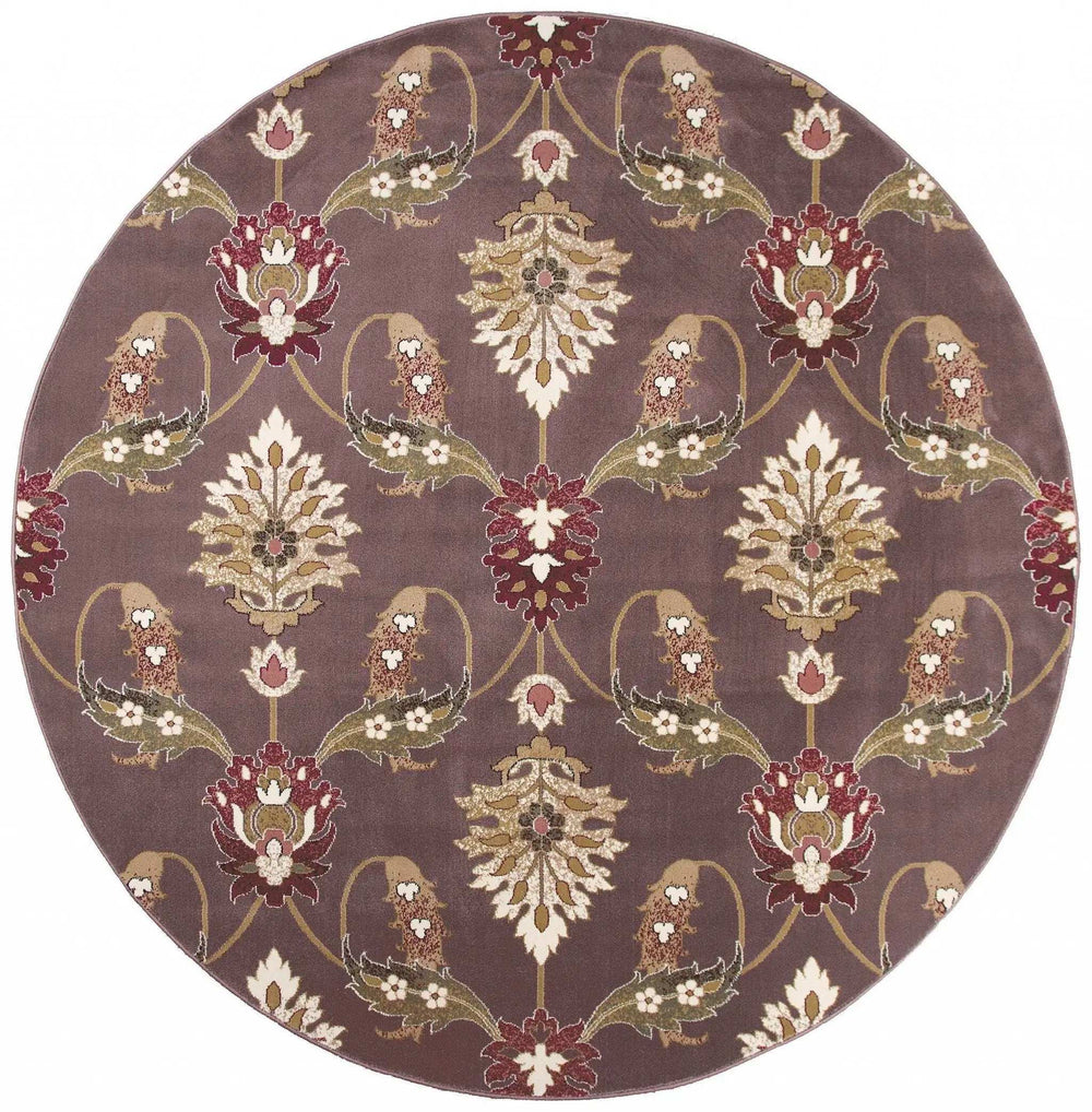 Plum Purple Machine Woven Traditional Octagon Indoor Area Rug - Homeroots - Flyclothing LLC