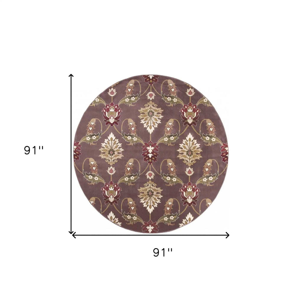 Plum Purple Machine Woven Traditional Octagon Indoor Area Rug - Homeroots - Flyclothing LLC