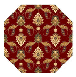 7' Octagon Red Floral Vines Indoor Area Rug - Homeroots - Flyclothing LLC