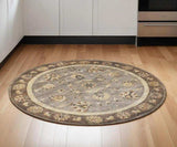 6' Grey Mocha Hand Tufted Traditional Round Indoor Area Rug - Homeroots - Flyclothing LLC