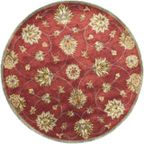 5' Round Red Floral Vine Wool Indoor Area Rug - Homeroots - Flyclothing LLC
