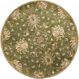 5' Round Emerald Green Floral Vine Wool Indoor Area Rug - Homeroots - Flyclothing LLC
