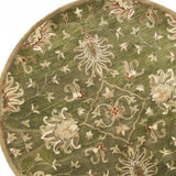 5' Round Emerald Green Floral Vine Wool Indoor Area Rug - Homeroots - Flyclothing LLC