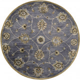 6' Midnight Blue Hand Tufted Traditional Round Indoor Area Rug - Homeroots - Flyclothing LLC
