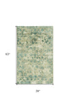 3' X 5' Beige and Blue Floral Area Rug - Homeroots - Flyclothing LLC