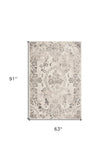 5' X 8' Grey Machine Woven Distressed Floral Medallion Indoor Area Rug - Homeroots - Flyclothing LLC