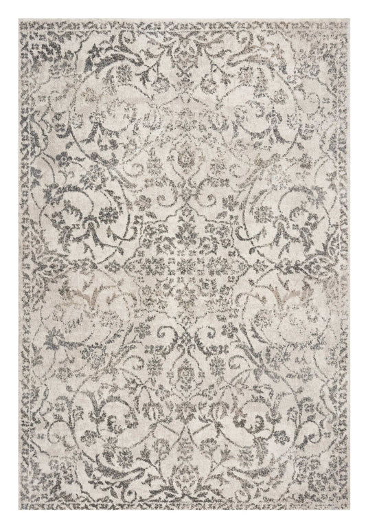 5' X 8' Ivory Machine Woven Distressed Traditional Floral Vines Indoor Area Rugg - Homeroots - Flyclothing LLC