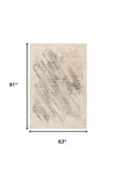 5' X 8' Ivory Grey Machine Woven Abstract Brushstrokes Indoor Area Rug - Homeroots - Flyclothing LLC