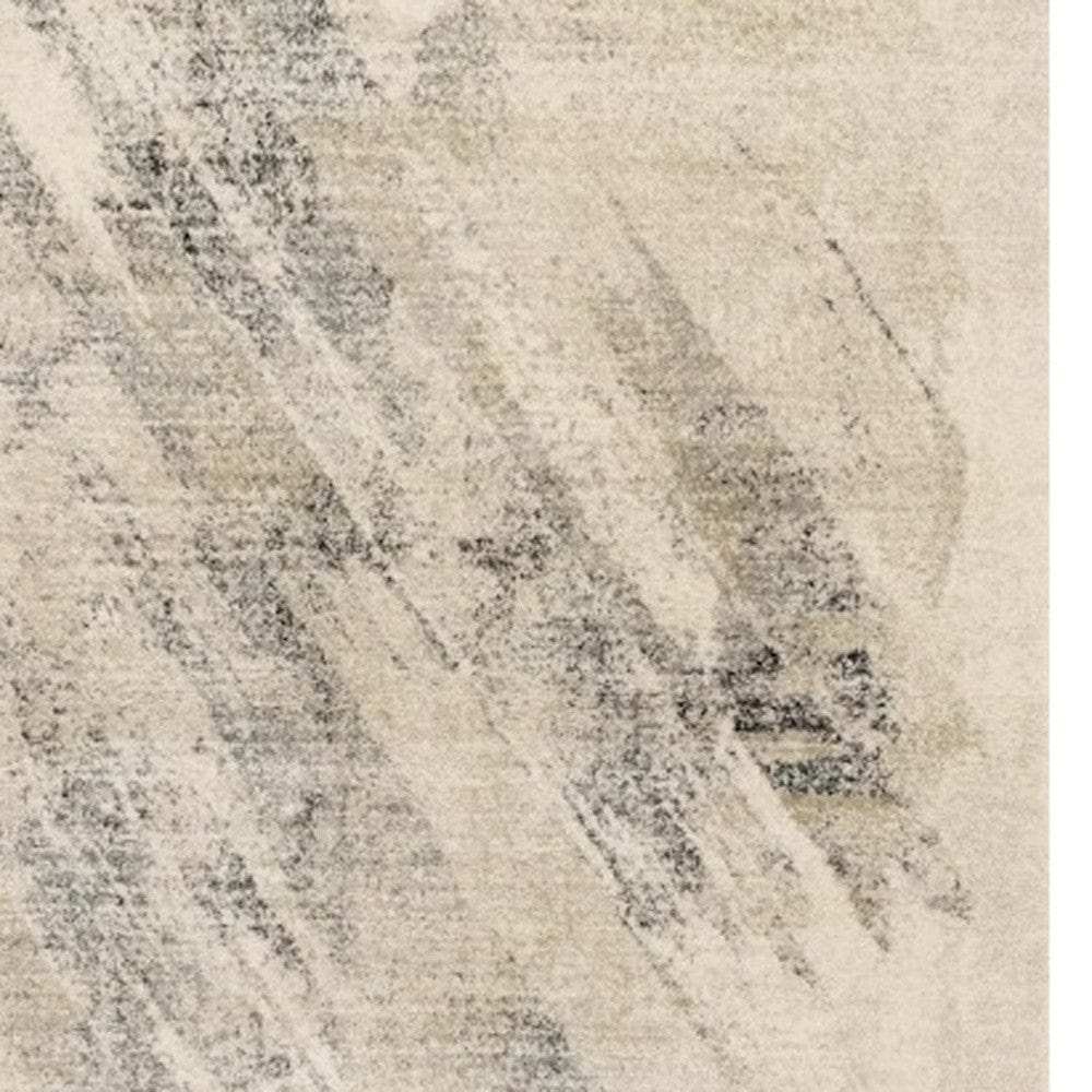 5' X 8' Ivory Grey Machine Woven Abstract Brushstrokes Indoor Area Rug - Homeroots - Flyclothing LLC