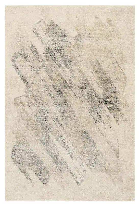 5' X 8' Ivory Grey Machine Woven Abstract Brushstrokes Indoor Area Rug - Homeroots - Flyclothing LLC