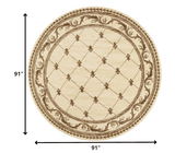 8' Ivory Machine Woven Hand Carved Fleur De Lis Round Indoor Area Rug - Homeroots - Flyclothing LLC