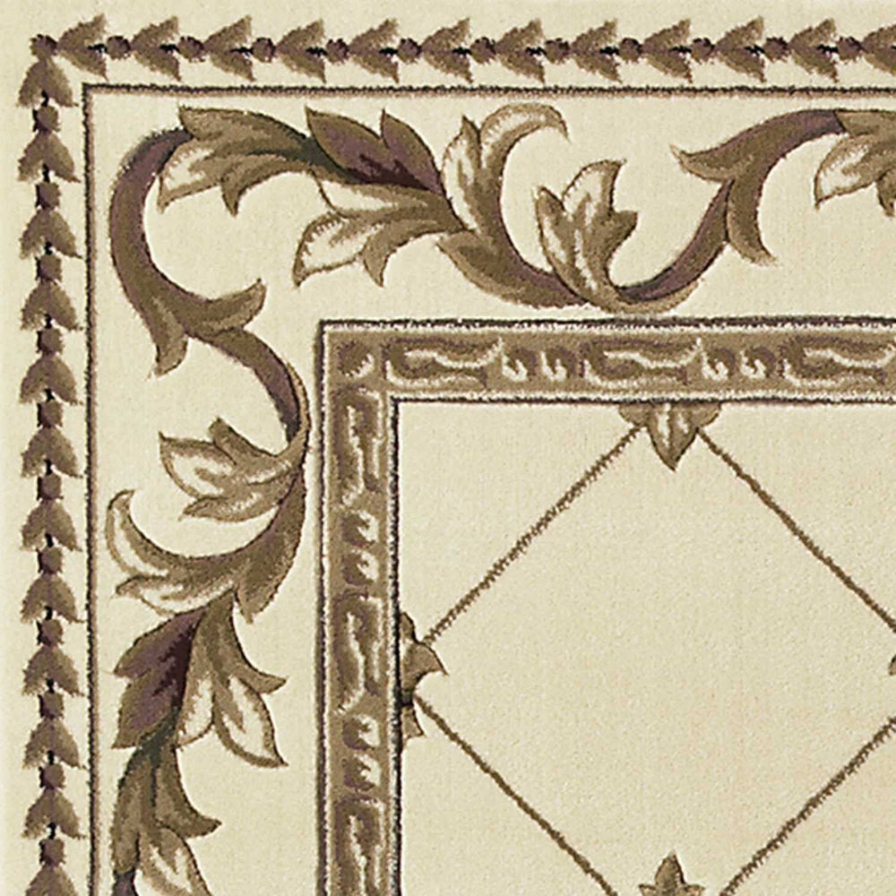 8' Ivory Machine Woven Hand Carved Fleur De Lis Round Indoor Area Rug - Homeroots - Flyclothing LLC