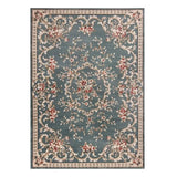 8' X 10' Slate Blue Floral Bordered Indoor Area Rug - Homeroots - Flyclothing LLC