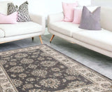 8' X 10' Grey Ivory Floral Indoor Area Rug - Homeroots - Flyclothing LLC