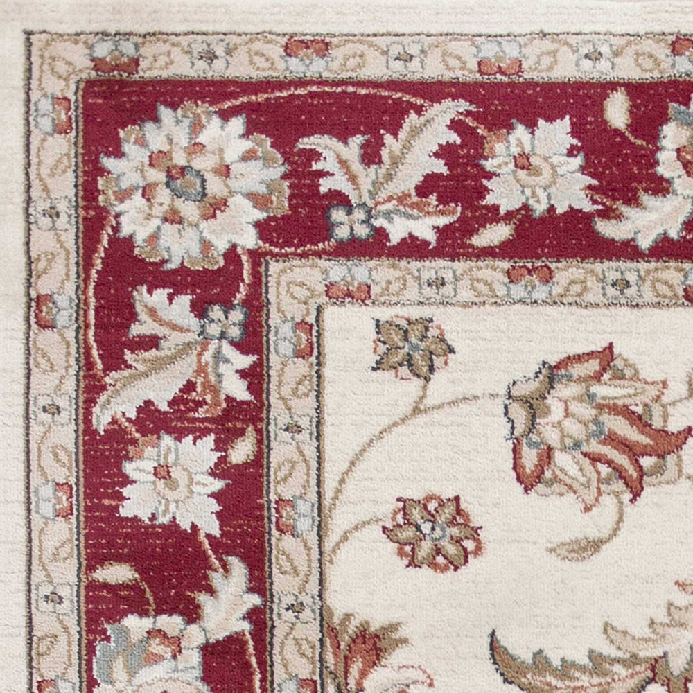8' X 10' Ivory Or Red Floral Vine Bordered Indoor Area Rug - Homeroots - Flyclothing LLC