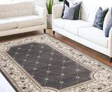 8' X 10' Grey Or Ivory Diamond Floral Bordered Indoor Area Rug - Homeroots - Flyclothing LLC
