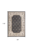 8' X 10' Grey Or Ivory Diamond Floral Bordered Indoor Area Rug - Homeroots - Flyclothing LLC