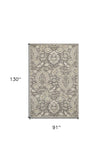 8' X 11' Gray Damask Indoor Outdoor Area Rug - Homeroots - Flyclothing LLC