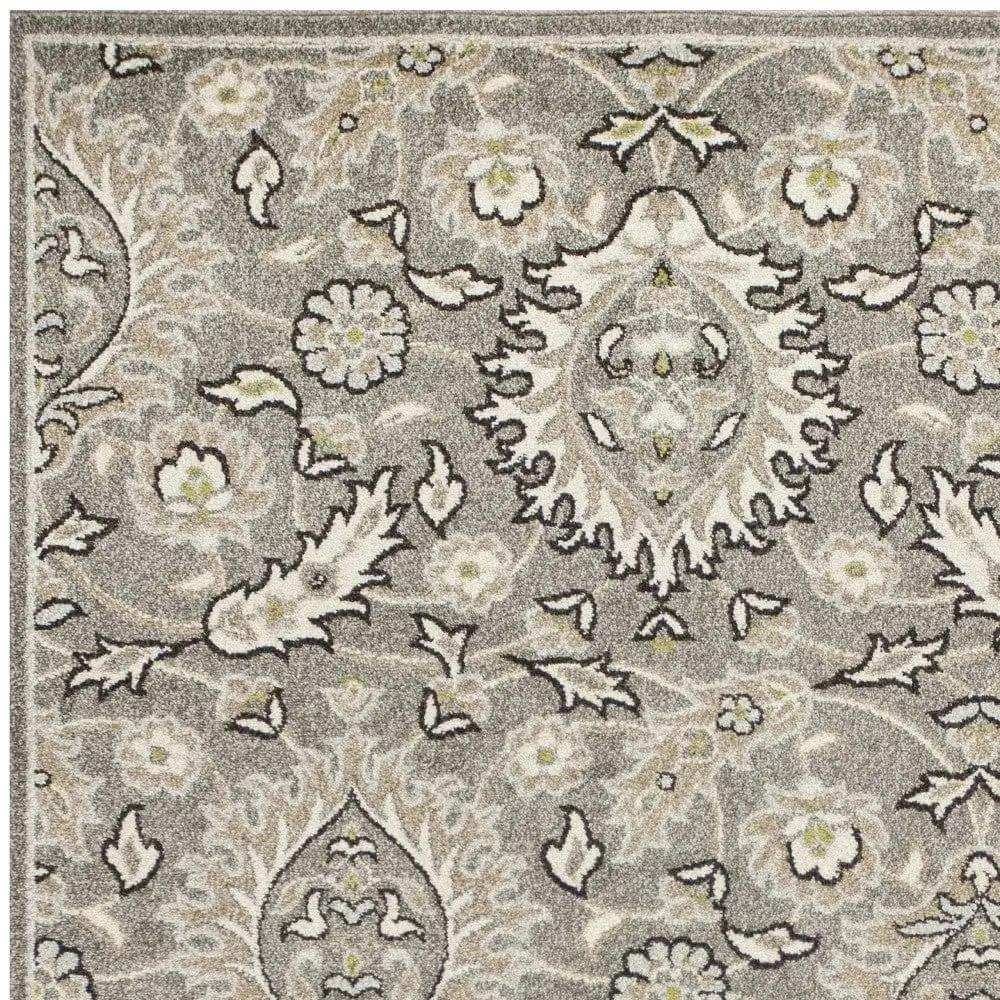 8' X 11' Gray Damask Indoor Outdoor Area Rug - Homeroots - Flyclothing LLC