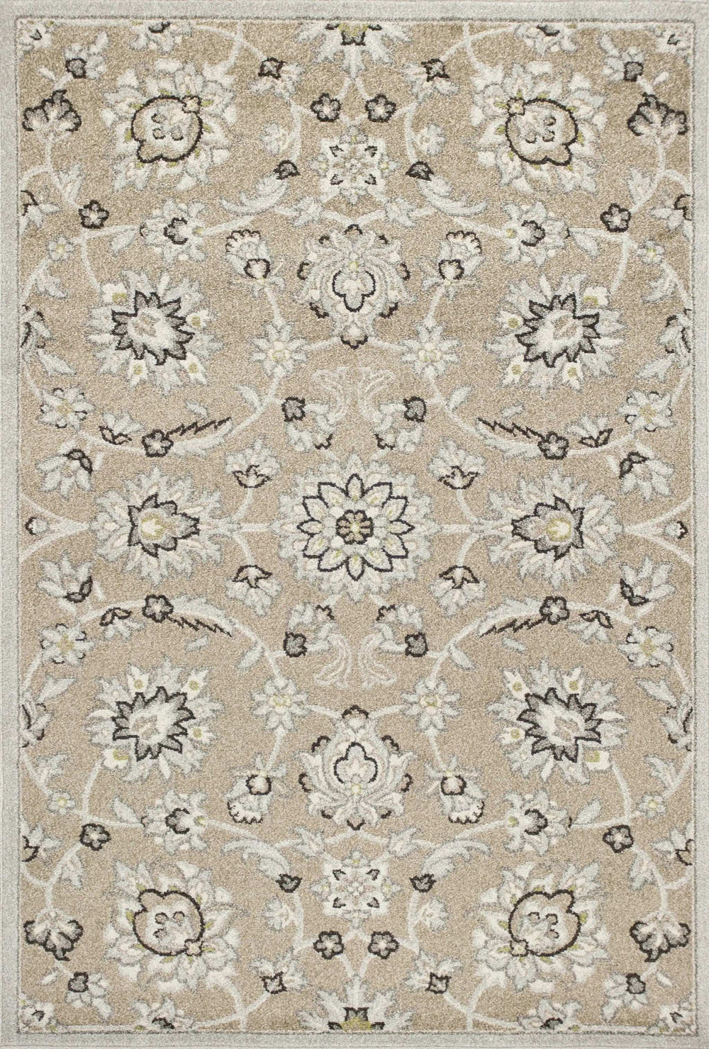 7' X 11' Beige Or Grey Floral Vines Uv Treated Indoor Area Rug - Homeroots - Flyclothing LLC