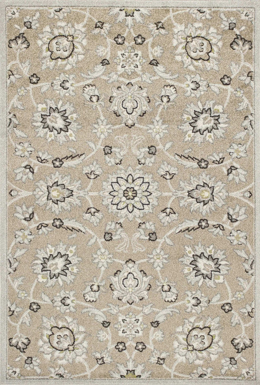 7' X 11' Beige Or Grey Floral Vines Uv Treated Indoor Area Rug - Homeroots - Flyclothing LLC
