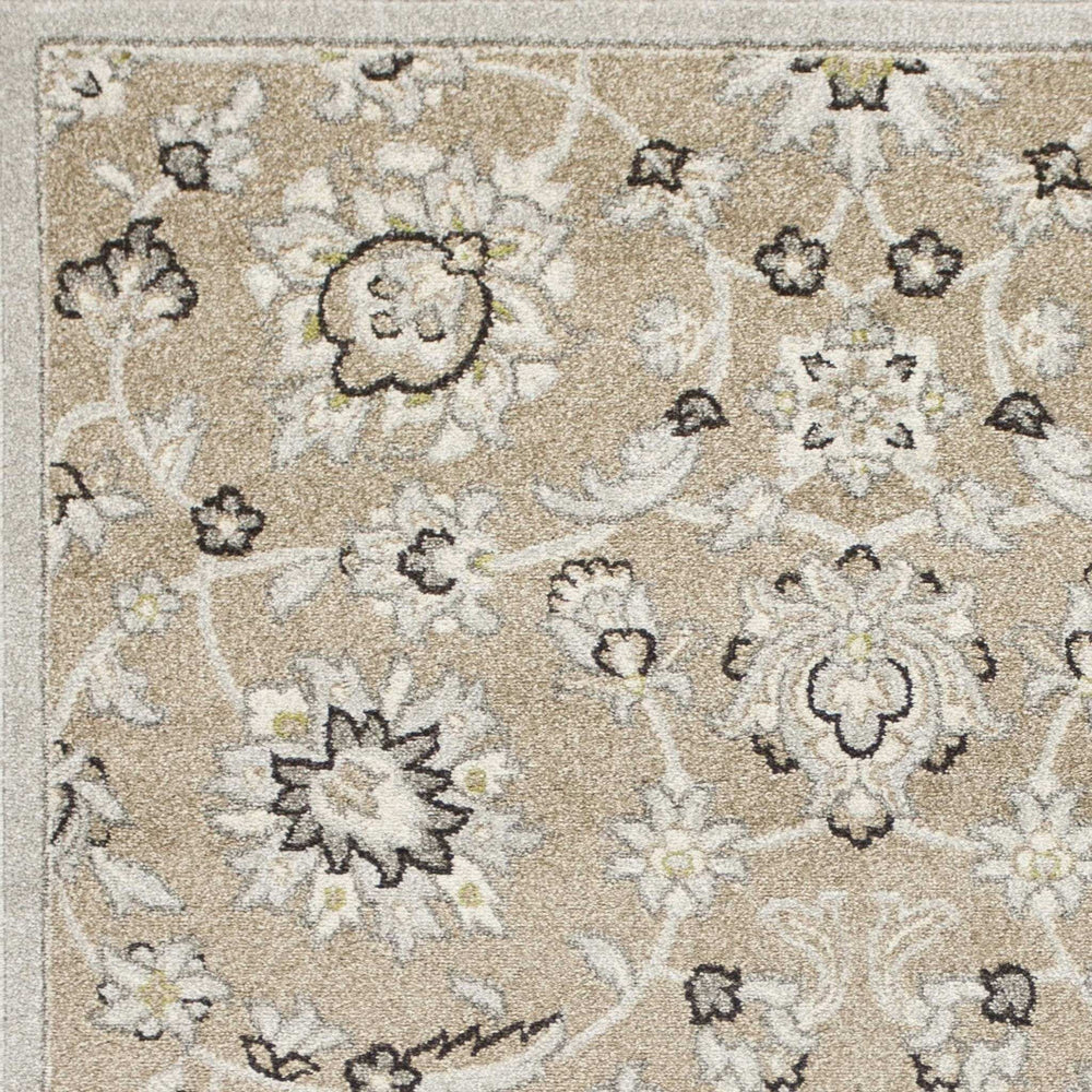 7' X 11' Beige Or Grey Floral Vines Uv Treated Indoor Area Rug - Homeroots - Flyclothing LLC