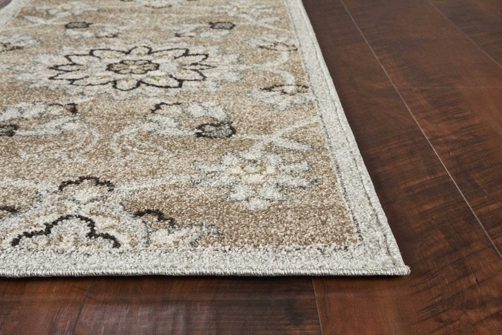 7' X 11' Beige Or Grey Floral Vines Uv Treated Indoor Area Rug - Homeroots - Flyclothing LLC