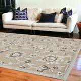 7' X 11' Beige Or Grey Floral Vines Uv Treated Indoor Area Rug - Homeroots - Flyclothing LLC