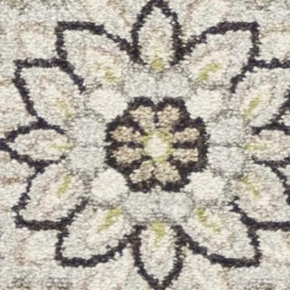 7' X 11' Beige Or Grey Floral Vines Uv Treated Indoor Area Rug - Homeroots - Flyclothing LLC
